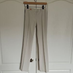 Cream Straight Leg Dress Pants with Tailored Fit